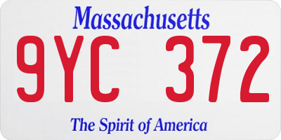 MA license plate 9YC372