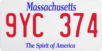 MA license plate 9YC374
