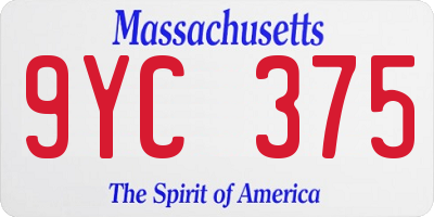 MA license plate 9YC375