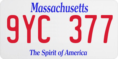 MA license plate 9YC377