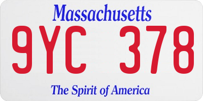 MA license plate 9YC378