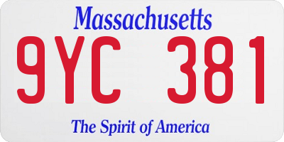 MA license plate 9YC381