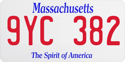 MA license plate 9YC382