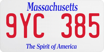MA license plate 9YC385