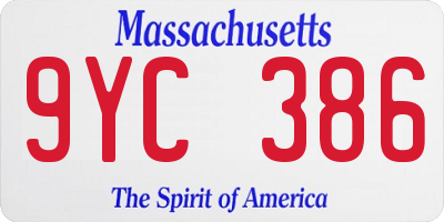 MA license plate 9YC386