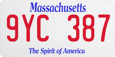 MA license plate 9YC387