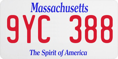 MA license plate 9YC388