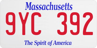 MA license plate 9YC392
