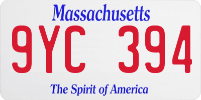 MA license plate 9YC394
