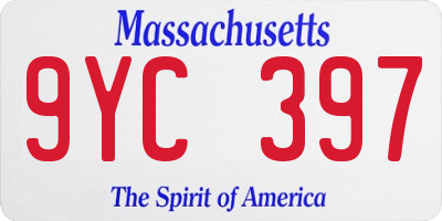 MA license plate 9YC397