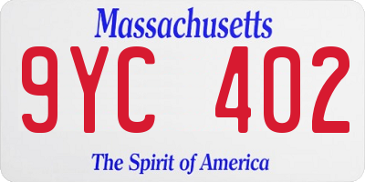 MA license plate 9YC402
