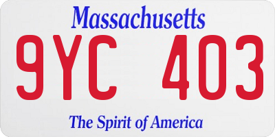 MA license plate 9YC403