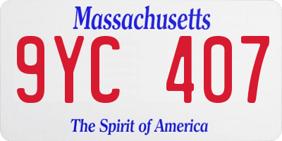 MA license plate 9YC407