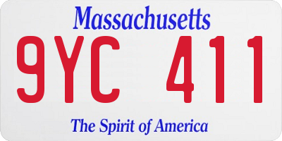 MA license plate 9YC411