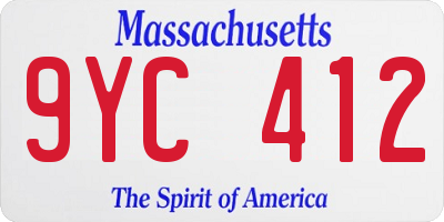 MA license plate 9YC412