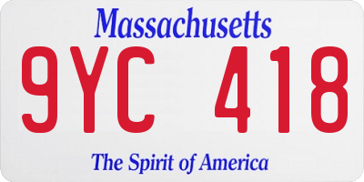 MA license plate 9YC418