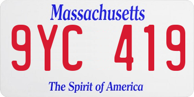 MA license plate 9YC419