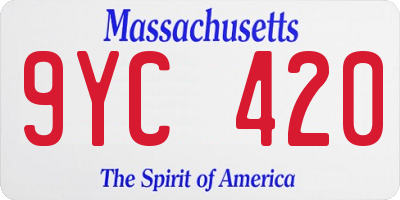 MA license plate 9YC420