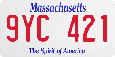 MA license plate 9YC421