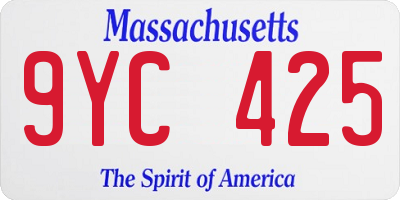 MA license plate 9YC425