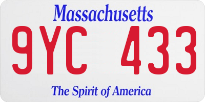 MA license plate 9YC433