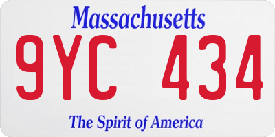 MA license plate 9YC434
