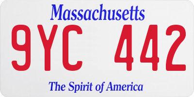 MA license plate 9YC442