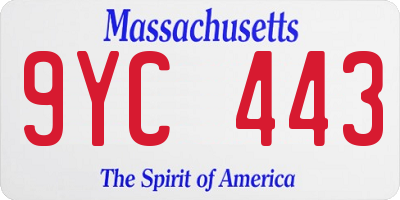 MA license plate 9YC443