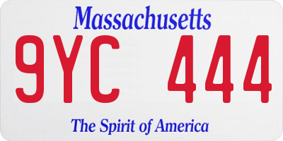 MA license plate 9YC444
