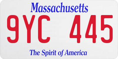 MA license plate 9YC445