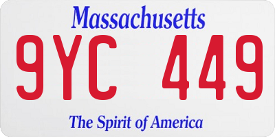 MA license plate 9YC449