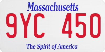 MA license plate 9YC450