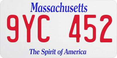 MA license plate 9YC452