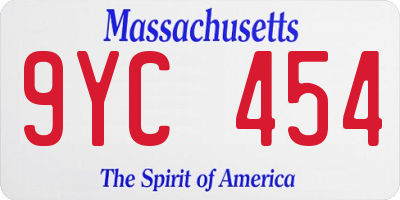 MA license plate 9YC454
