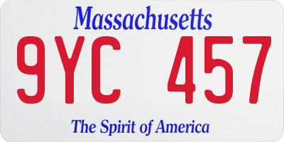 MA license plate 9YC457