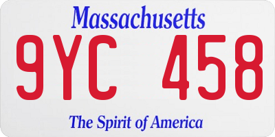 MA license plate 9YC458