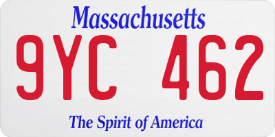 MA license plate 9YC462