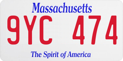 MA license plate 9YC474