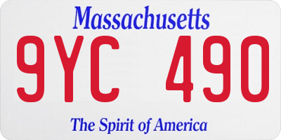 MA license plate 9YC490