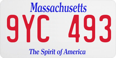 MA license plate 9YC493