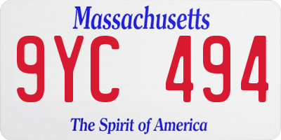 MA license plate 9YC494