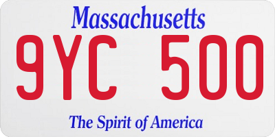 MA license plate 9YC500