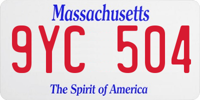 MA license plate 9YC504