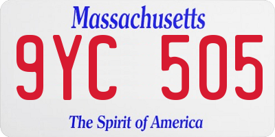 MA license plate 9YC505