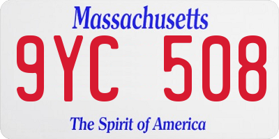 MA license plate 9YC508