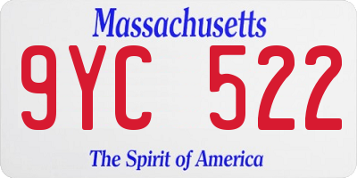 MA license plate 9YC522