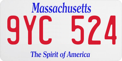 MA license plate 9YC524