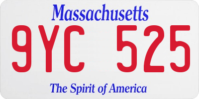 MA license plate 9YC525