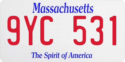 MA license plate 9YC531