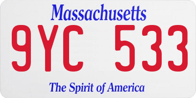 MA license plate 9YC533